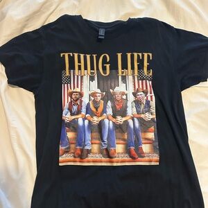 Thug Life JD Vance, RFK, Trump, Elon Black T-Shirt; Size L